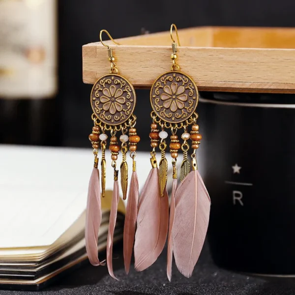 Boho feather earrings